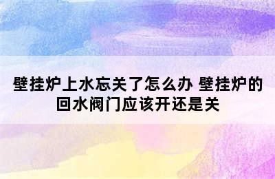 壁挂炉上水忘关了怎么办 壁挂炉的回水阀门应该开还是关